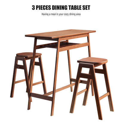 Retro Pub Dining Set (3 pcs) – Antique Brown