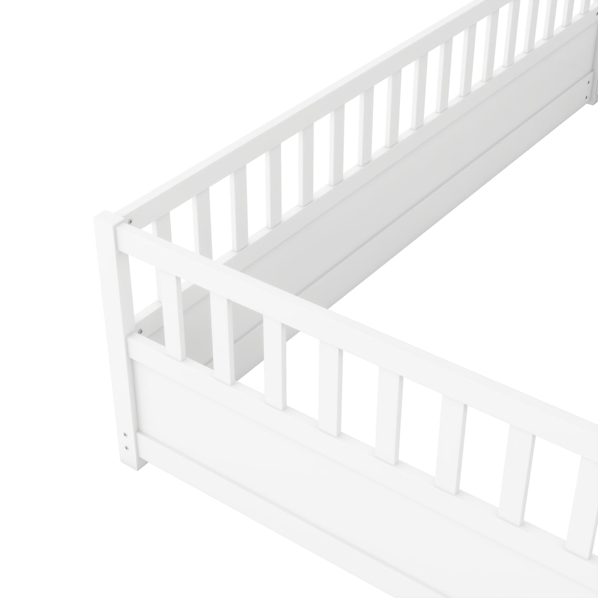 Montessori Floor Bed – White Wooden Frame