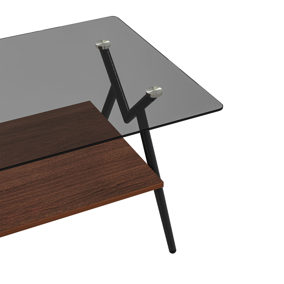 Rectangular Glass Coffee Table – Grey Wood Base