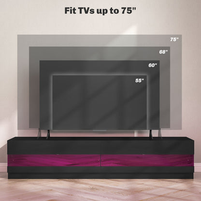 Hart Lighted TV Stand for TVs up to 75"-High Gloss Black