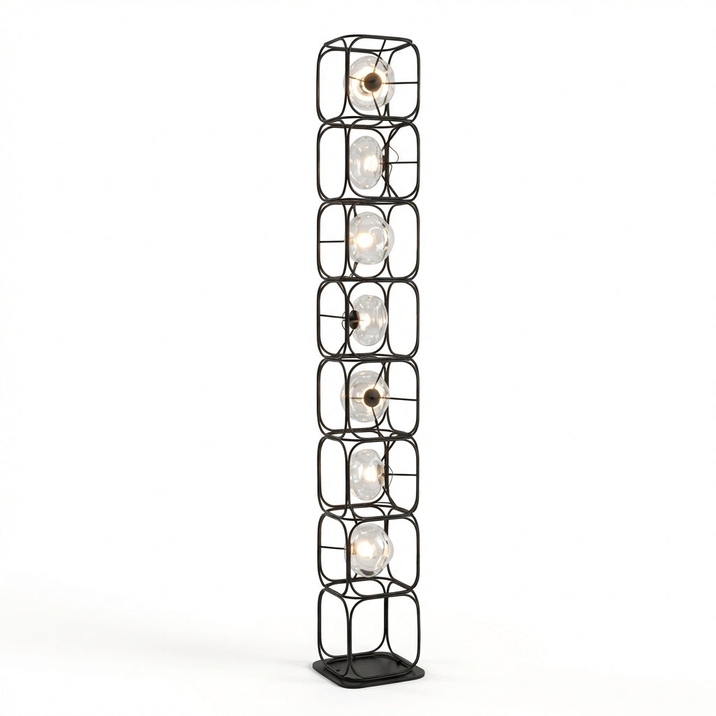 The Valletta Wrought Iron + Glass Floor Lamp