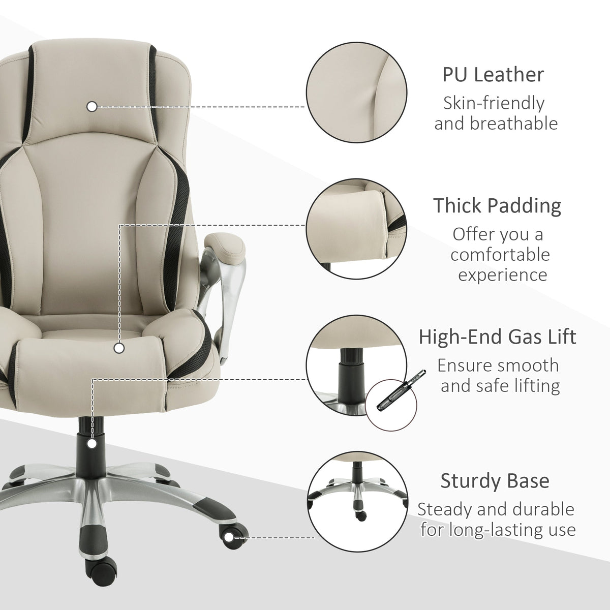 Fisher Ergonomic Executive Office Chair-Beige/Black