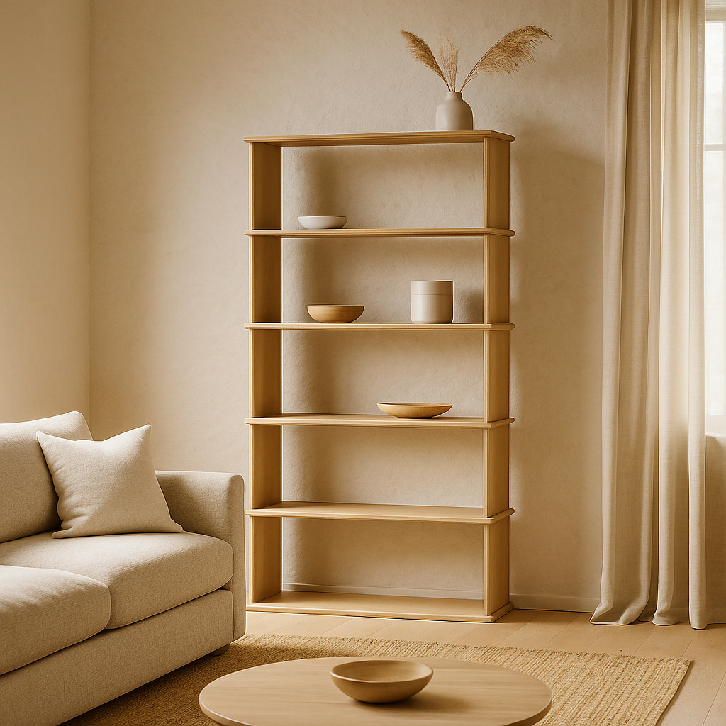 5 shelf bookcase in white oak