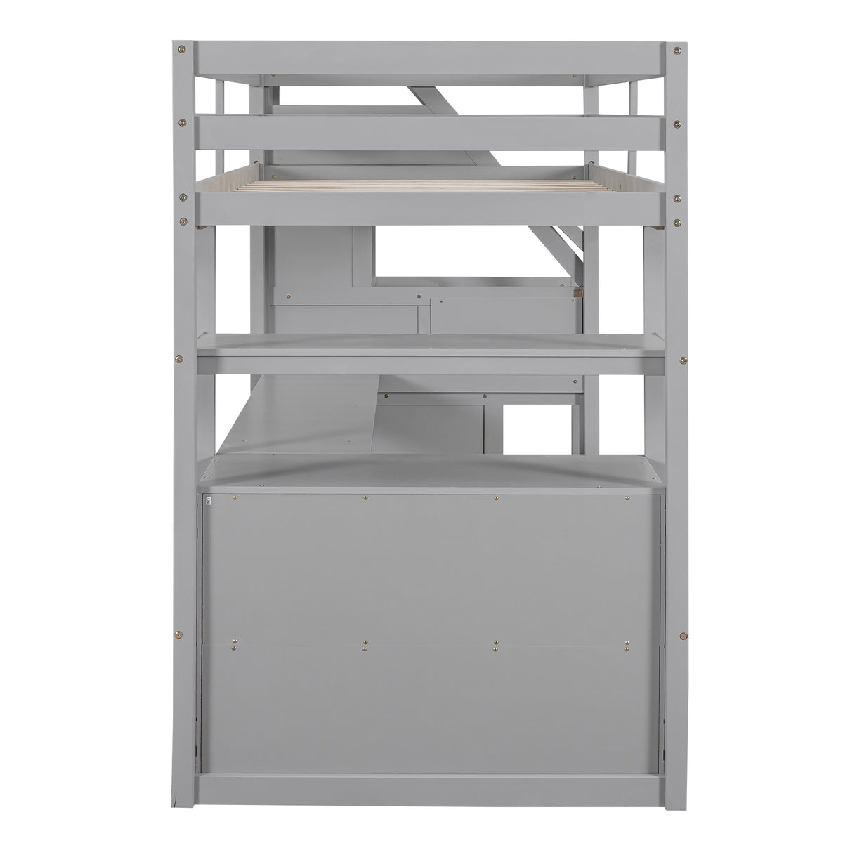 Twin Loft Bed with Storage Gray