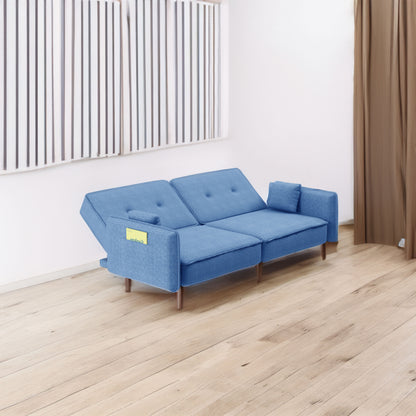 Blue Fabric Living Room Futon Sofa Bed