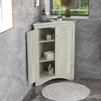 Oak Corner Bathroom Cabinet with Shelves