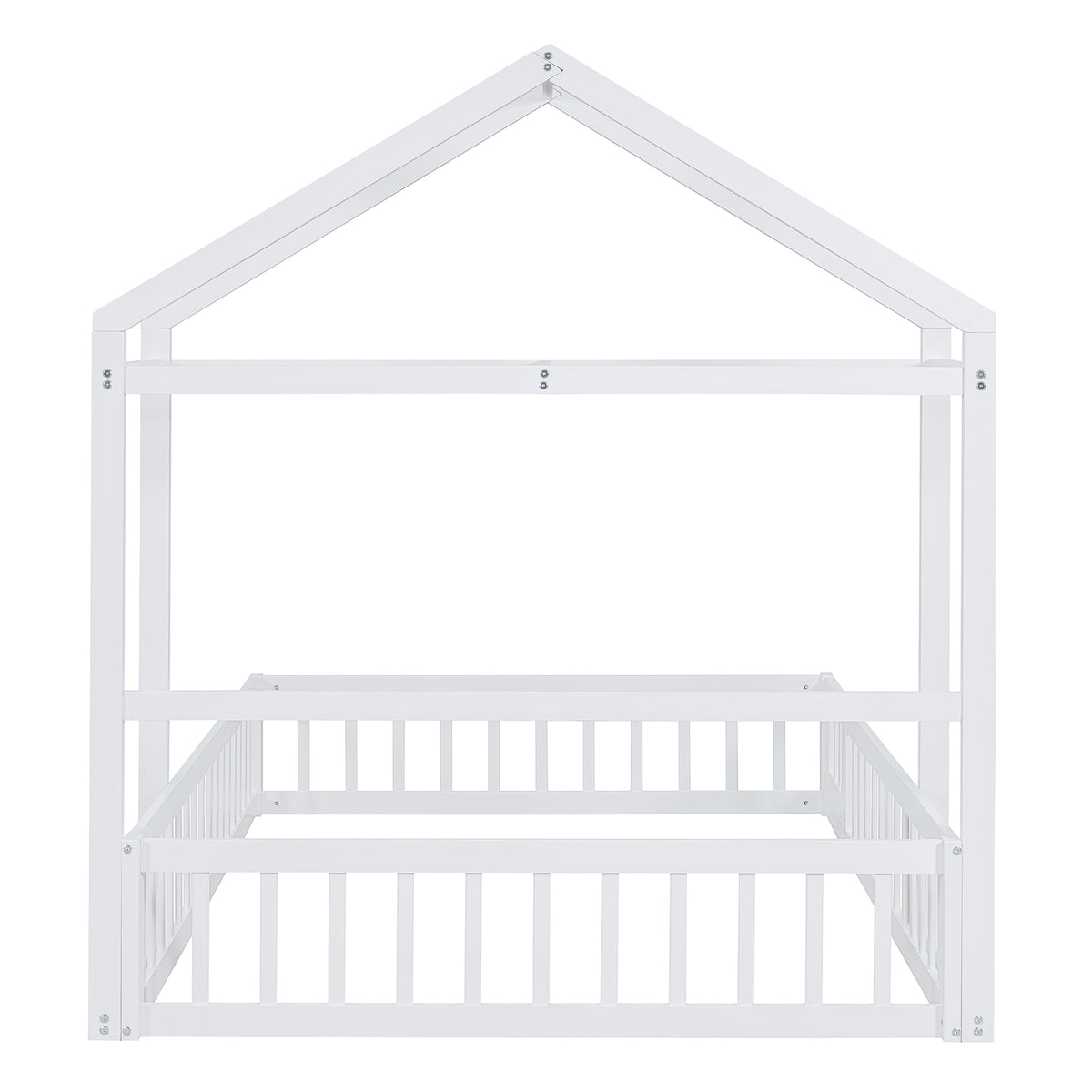 Full Platform Bed with Storage Rack White