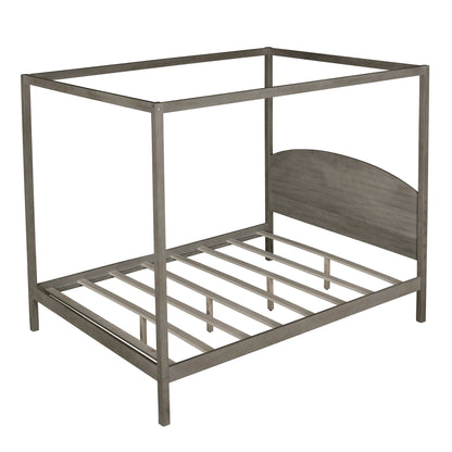Queen Canopy Platform Bed Brown Wash