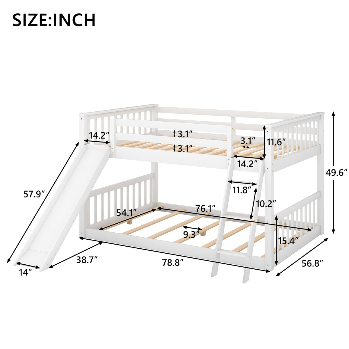 Full Bunk Bed White