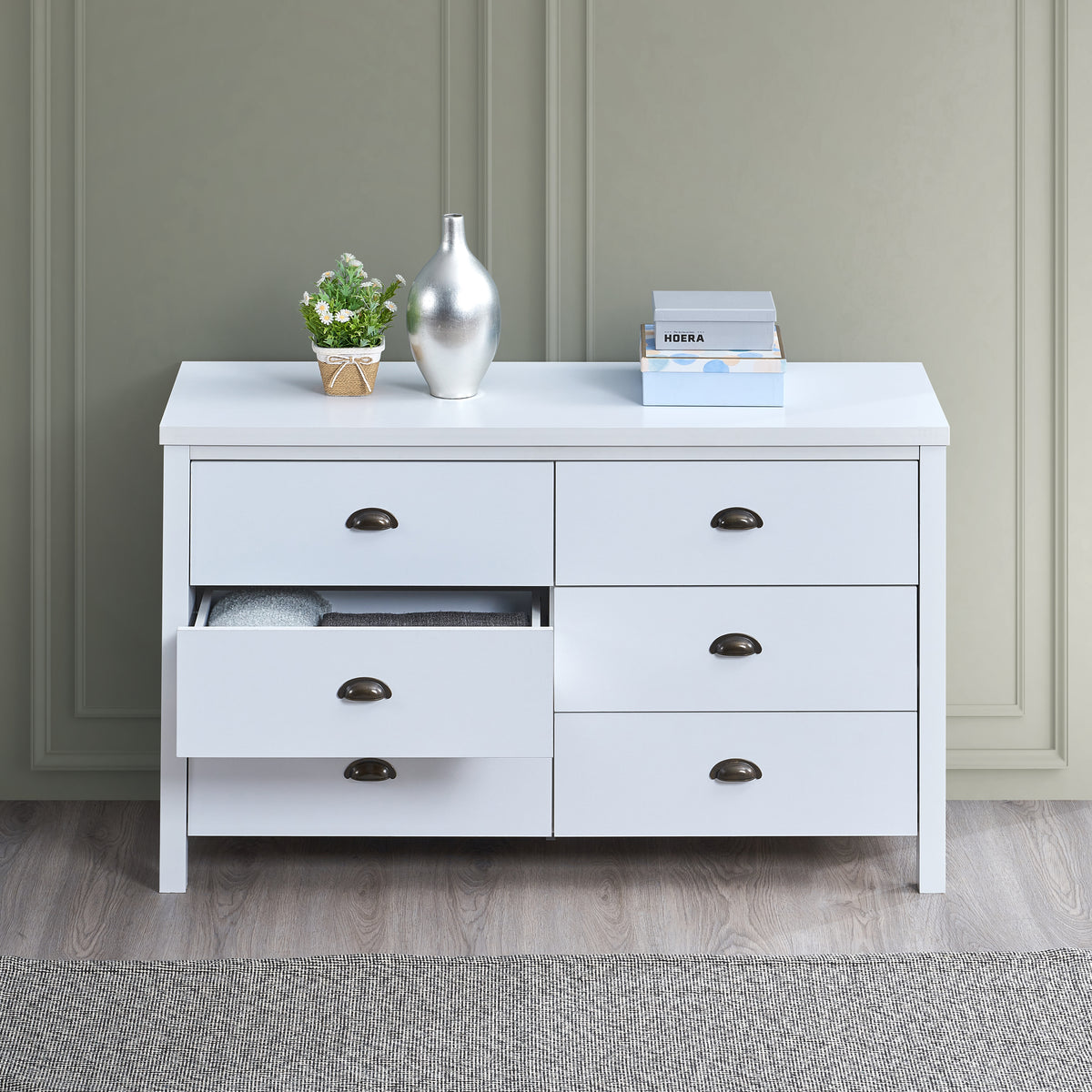 Safari 6-Drawer Dresser White