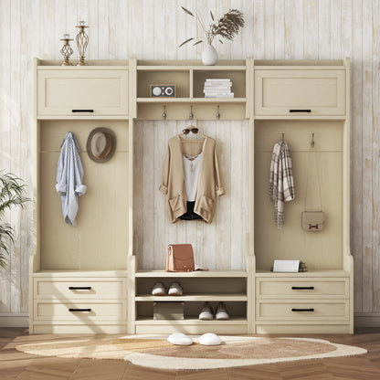 Hall Tree Cabinet Beige