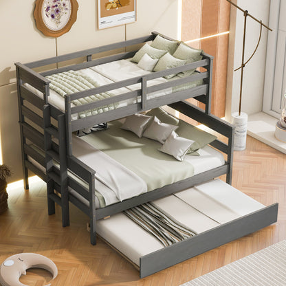 Twin Over Full Bunk Bed Gray