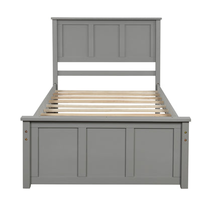 Twin Platform Bed with Trundle – Grey