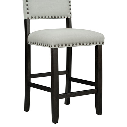 Espresso 5-Piece Counter Height Dining Set – Solid Wood Table with Upholstered Chairs