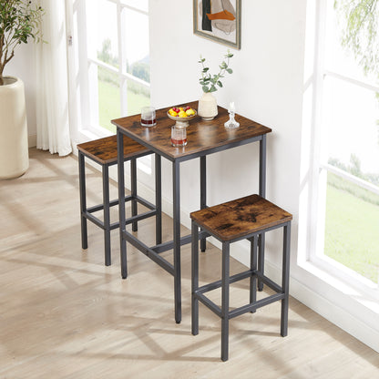 Rustic Bar Table Set with Chairs Brown
