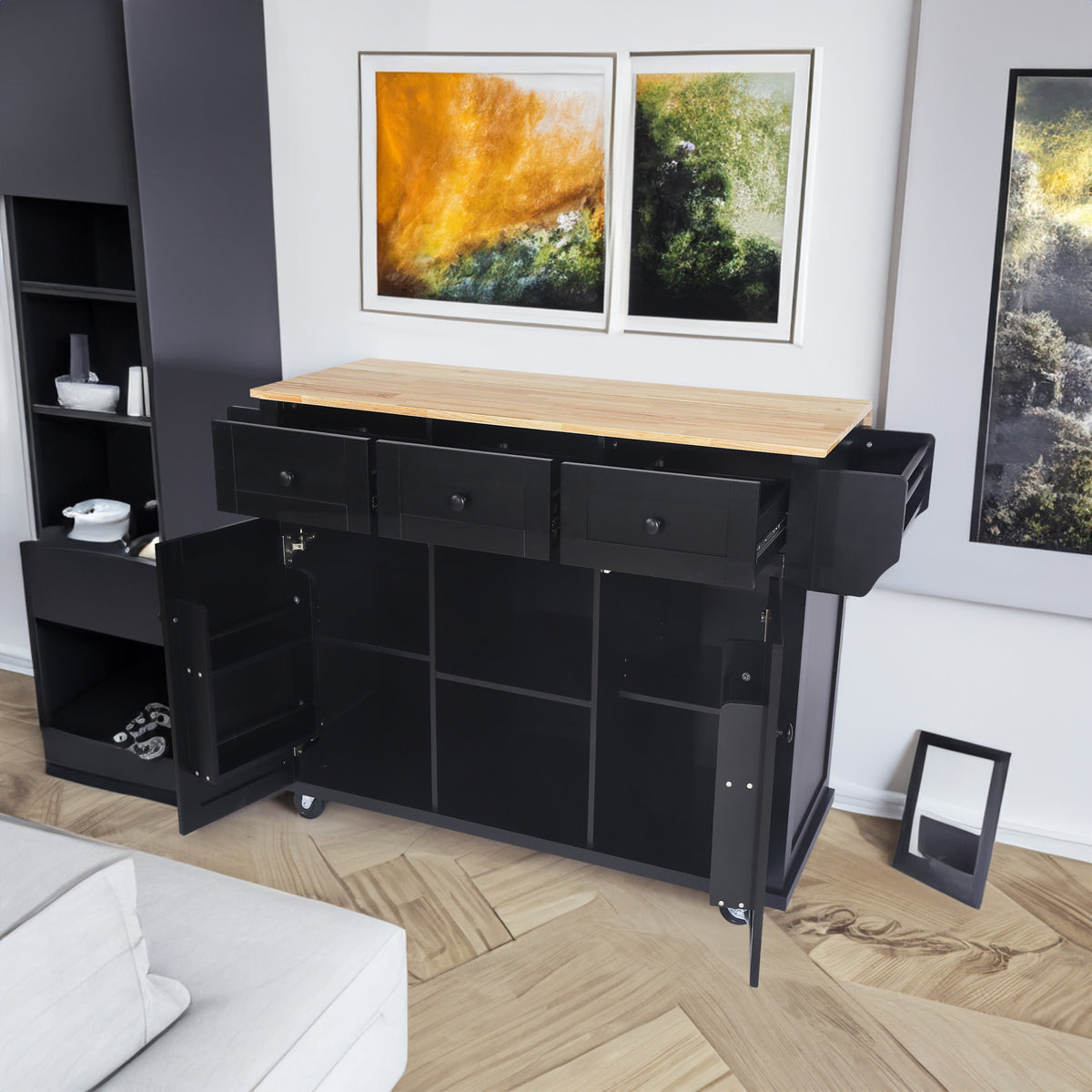 Kitchen Island Cart Black
