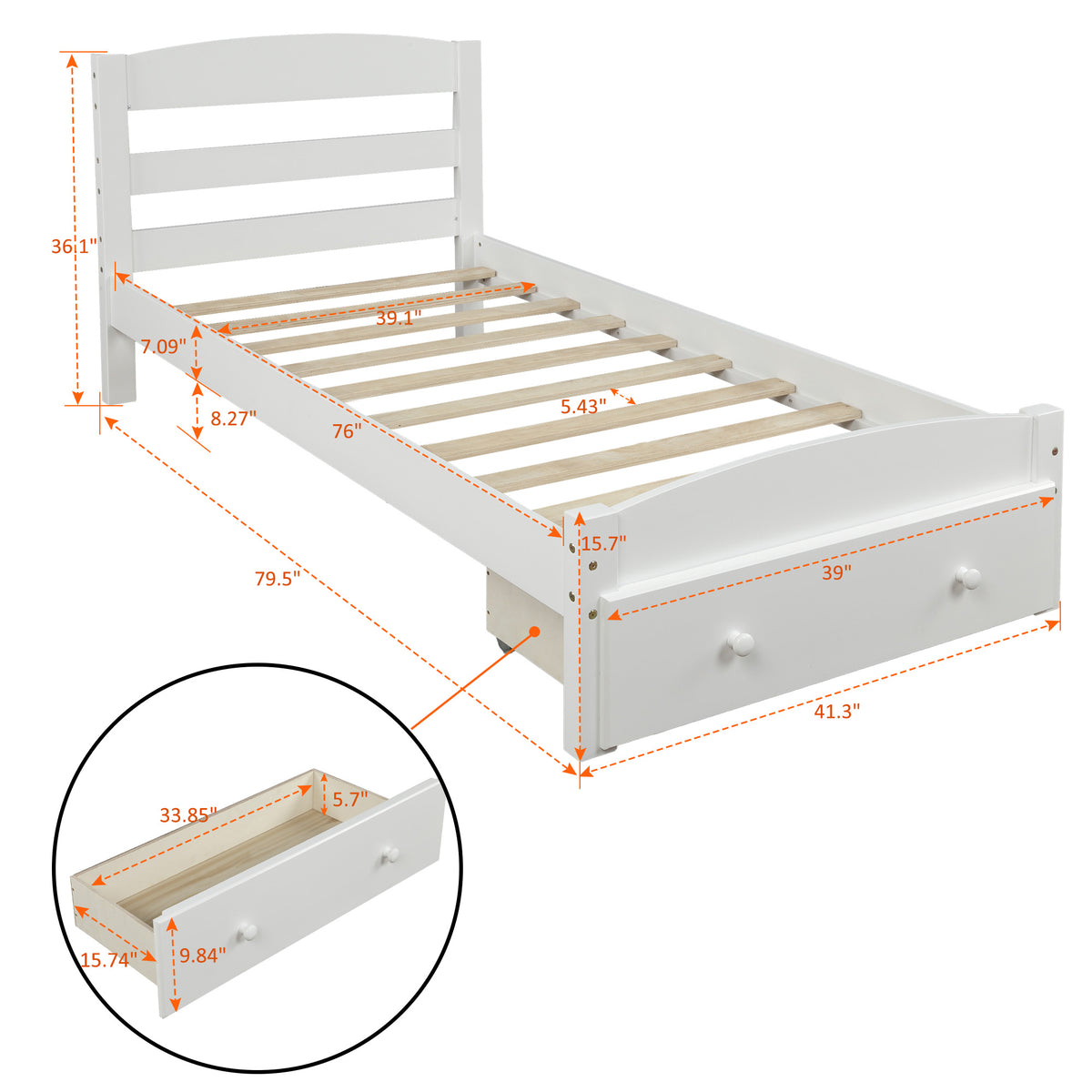 Twin Platform Bed White