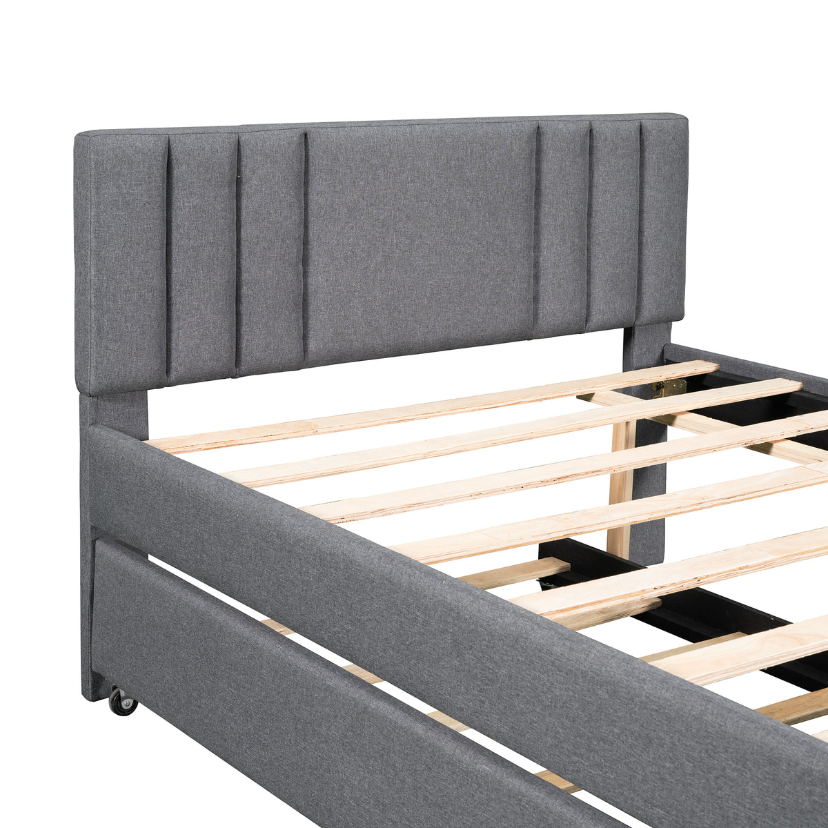 Full Upholstered Bed with Trundle Gray