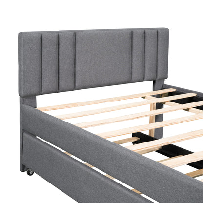 Full Upholstered Bed with Trundle Gray