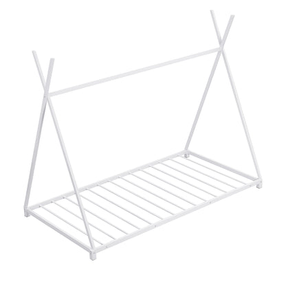 Metal Platform Bed White Triangle Frame