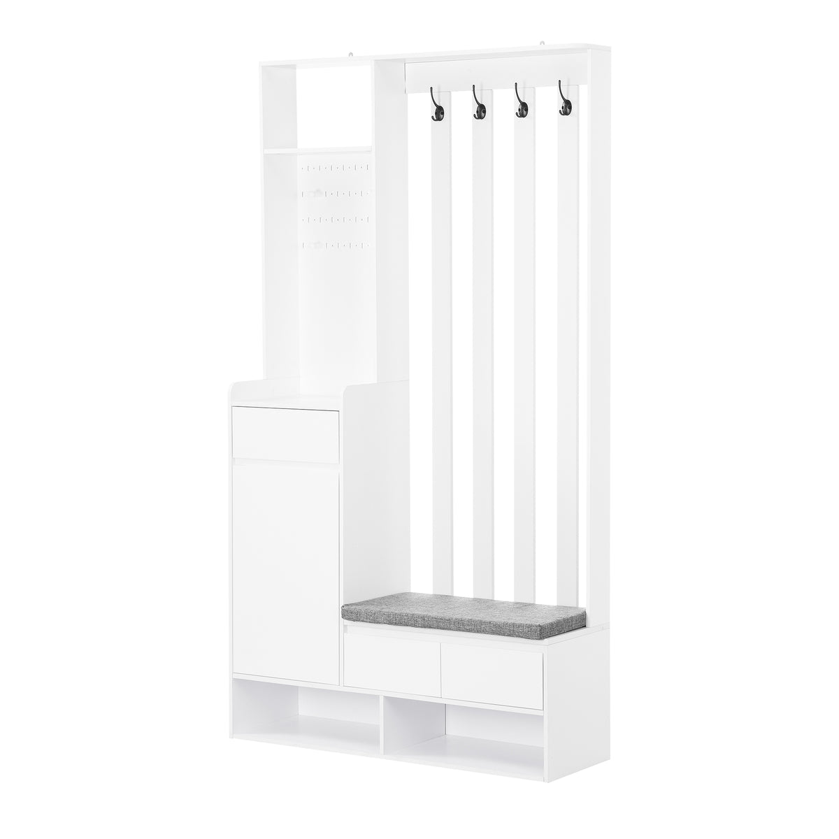 Hall Tree Shoe Cabinet – White Finish