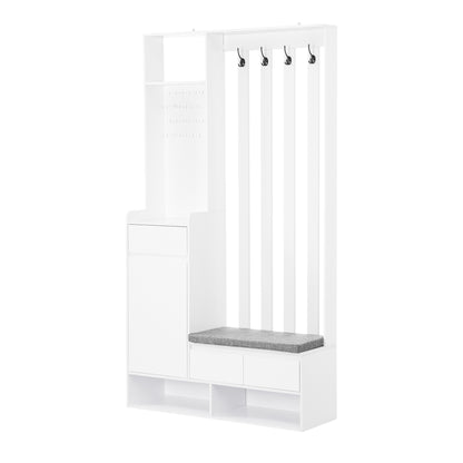 Hall Tree Shoe Cabinet – White Finish