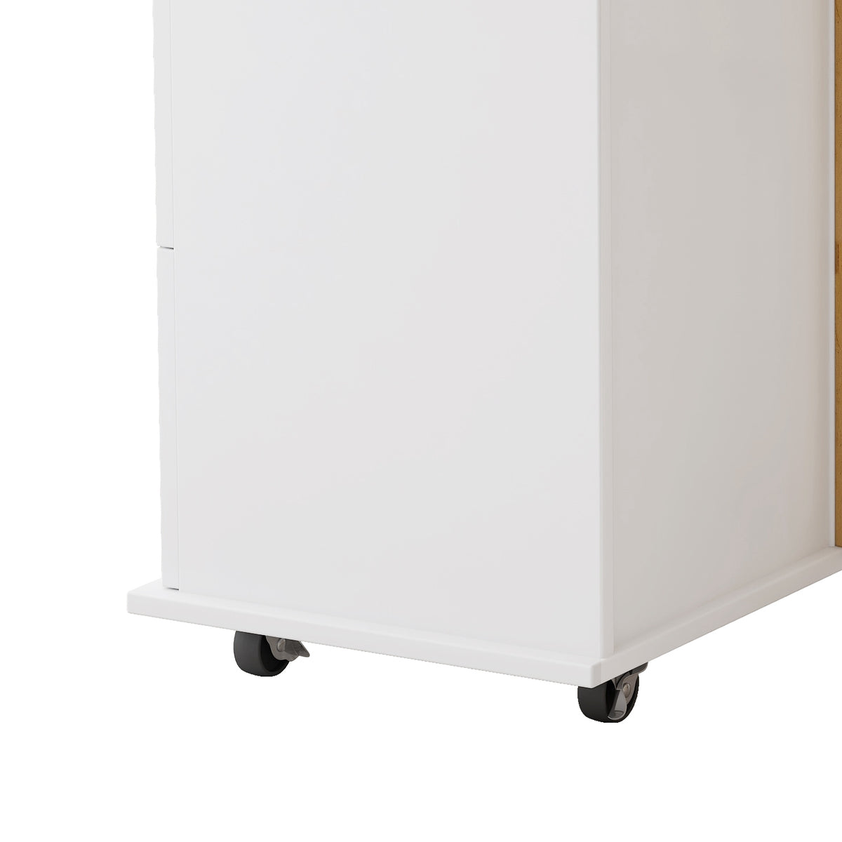Mobile Kitchen Island with Drawers and Rack White