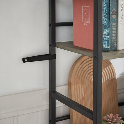 Triple Wide Industrial Bookshelf – Retro Wood & Metal