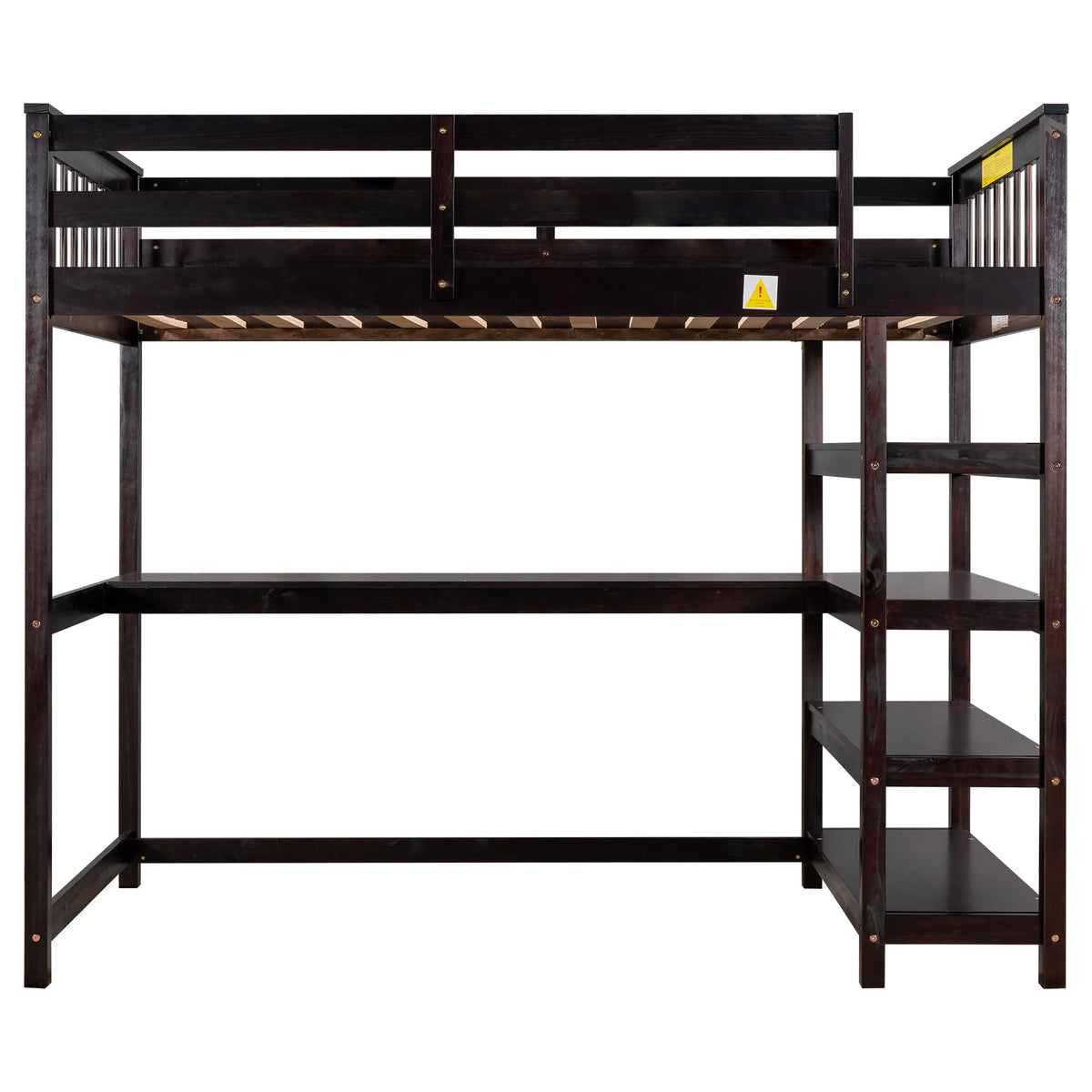 Twin Loft Bed with Storage Espresso Finish