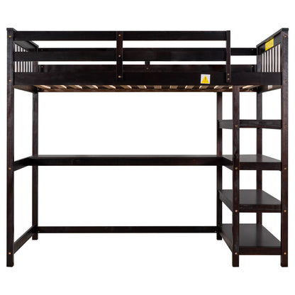 Twin Loft Bed with Storage Espresso Finish
