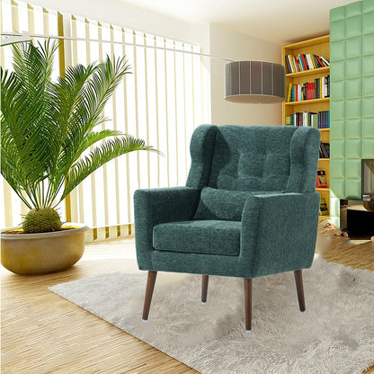 Upholstered Modern Accent Chair Blackish Green