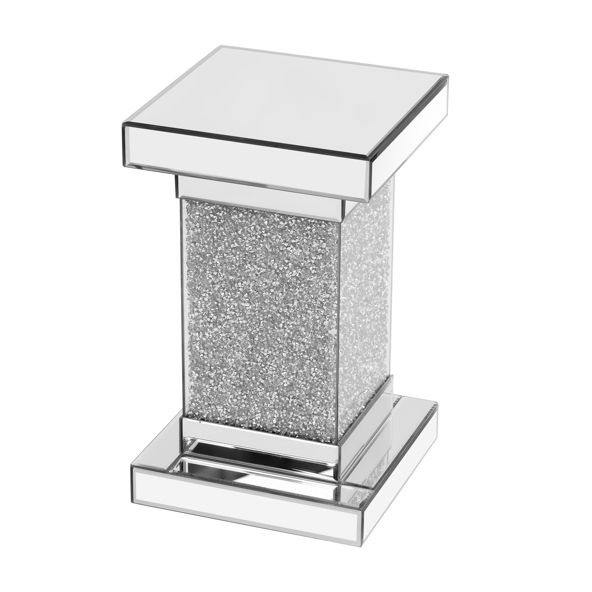 Silver Mirrored Coffee Table – LED Diamond Edge