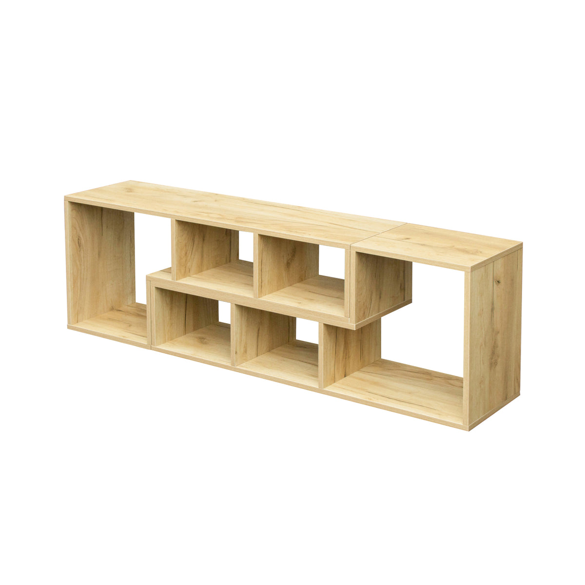 L-Shaped Oak Display Shelf – Modern Storage Unit
