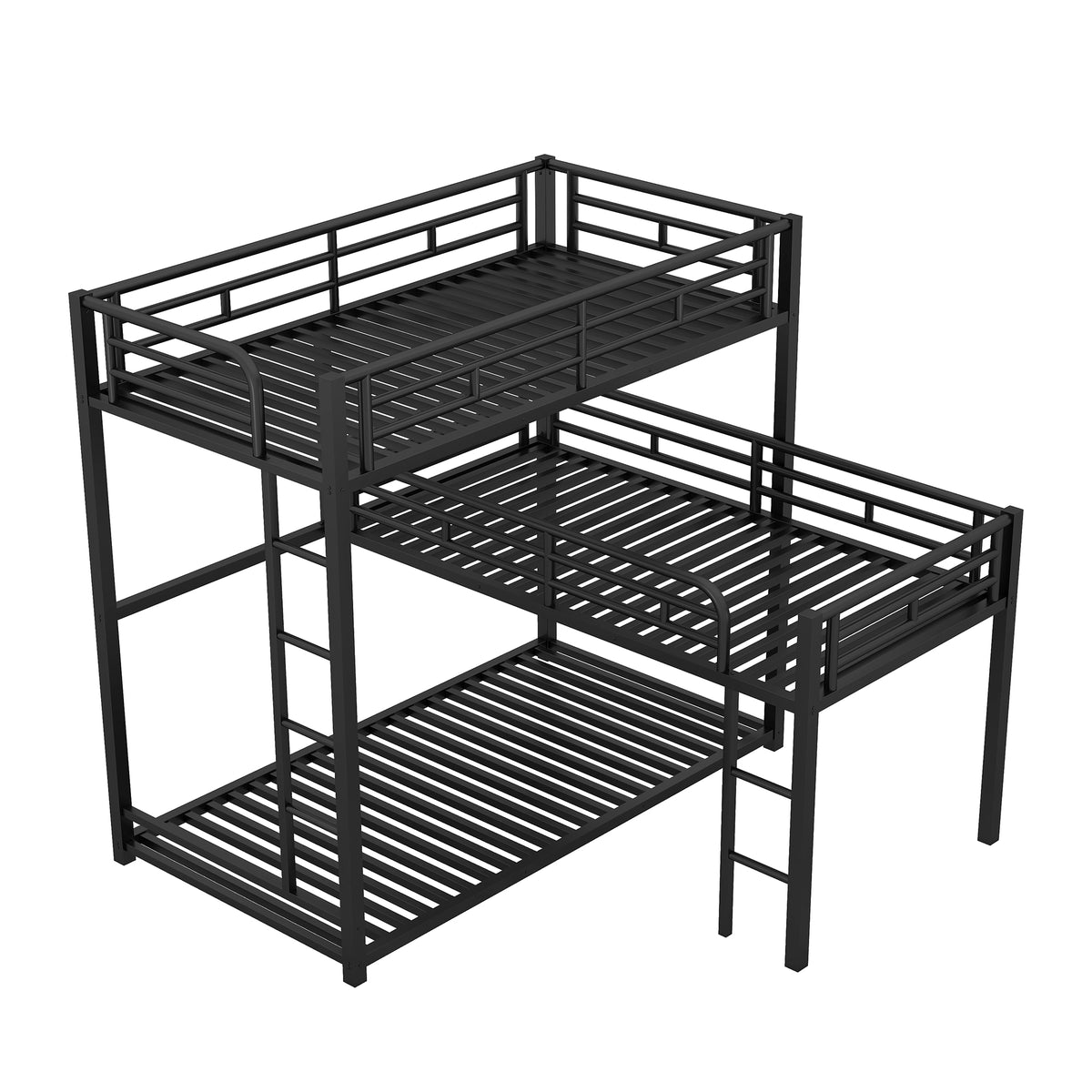 Metal Triple Bunk Bed Black