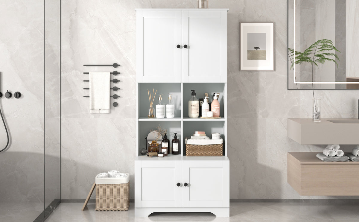 4-Door Bathroom Storage Cabinet White Finish