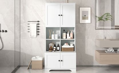 4-Door Bathroom Storage Cabinet White Finish