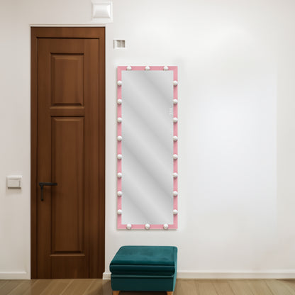 Hollywood LED Floor Mirror with Stand Pink