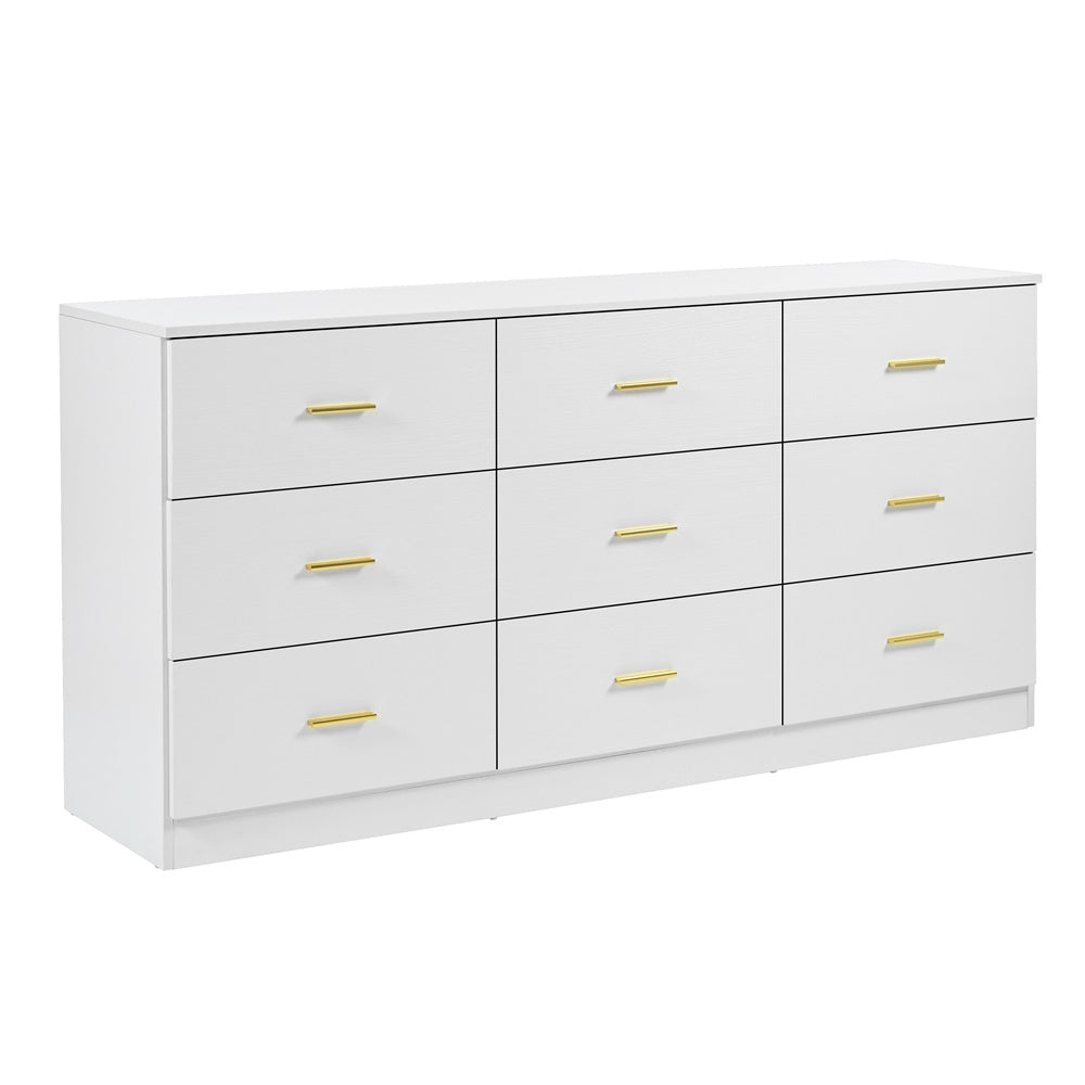 9-Drawer Modern Dresser – Beige Finish