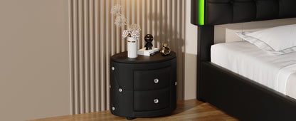 PU Nightstand with Drawers Black