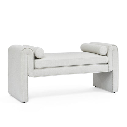 Linen Bedroom Storage Stool – White Finish