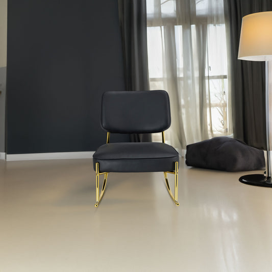 PU Leather Rocking Chair – Gold Metal Legs