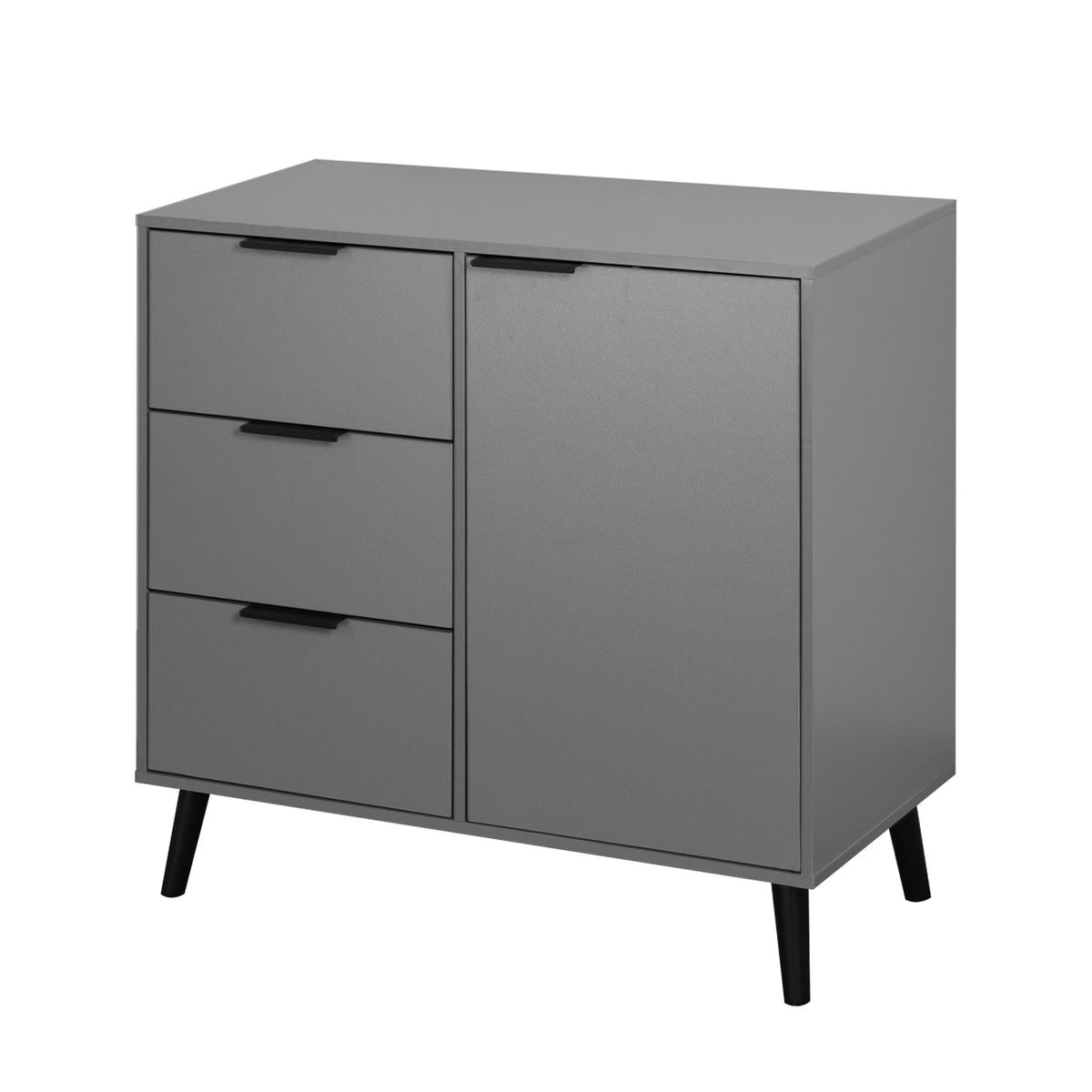 Gray Storage Cabinet with Drawers and Adjustable Shelves