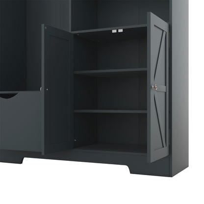 Hallway Storage Bench with Drawers Blue