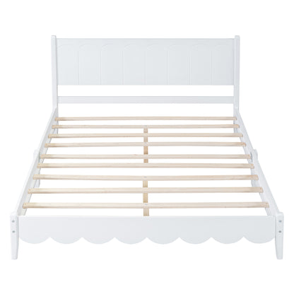 Queen Platform Bed with Rectangular Headboard White