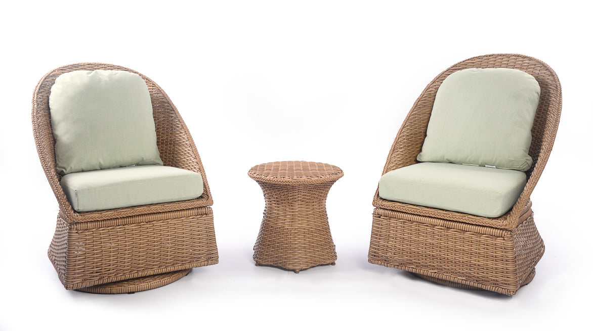 Emmett 3-Piece Wicker Outdoor Swivel Chair Bistro Set