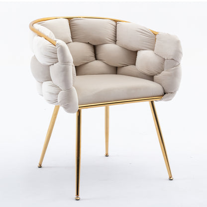 Leisure Velvet Lounge Chair – Beige