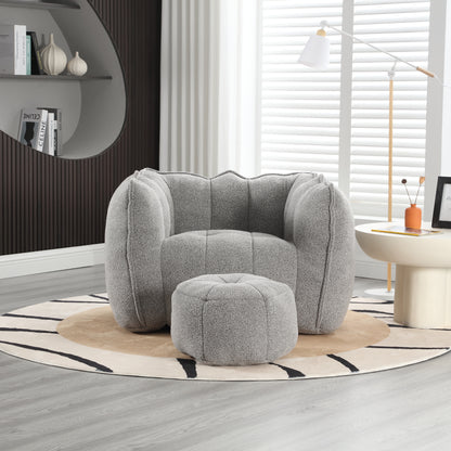 Soft Bean Bag Chair – Beige High-Resilience Foam