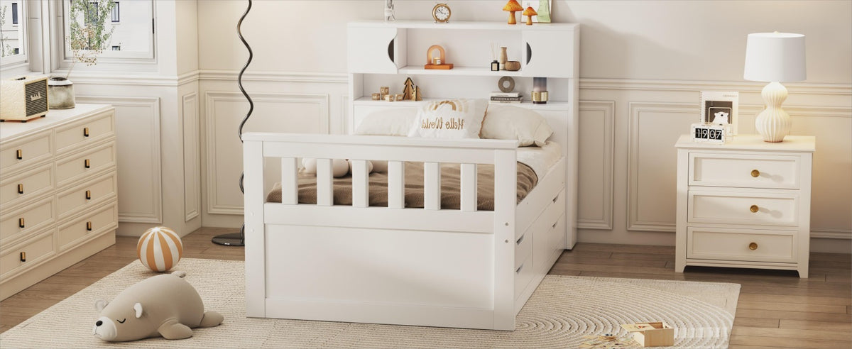 Twin Captain Platform Bed White