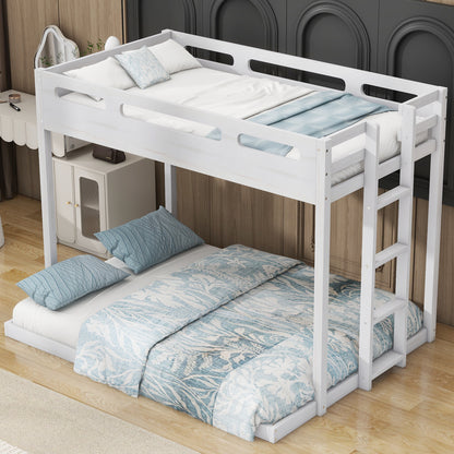 Full Bunk Bed with Ladder White