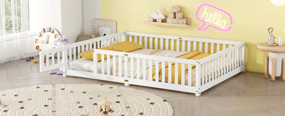 Kids Safety Floor Bed – White Guardrail Edition